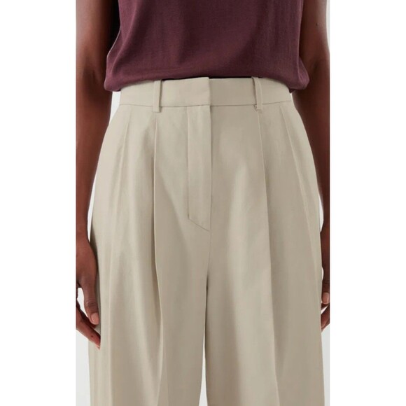 COS 12 New Wide Leg Relaxed Trouser Pleated Front Pants Neutral Beige Minimalist - Picture 2 of 14